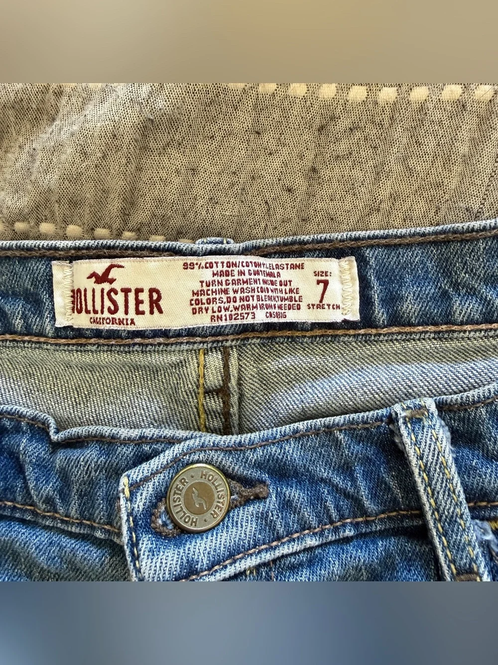 Hollister Blue Denim Shorts with Frayed Hem